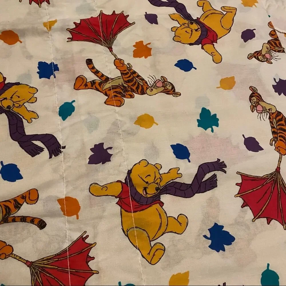 Disney Pooh and Tigger Blustery Day Fall Leaves Window Curtain Rod Cover Fabric